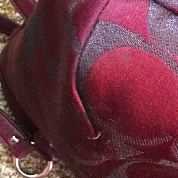 VTG,COACH SIGNATURE LUREX #F1382-F26246 BURGUNDY METALLIC COLOR WOMEN BAG #26246 - Picture 14 of 15